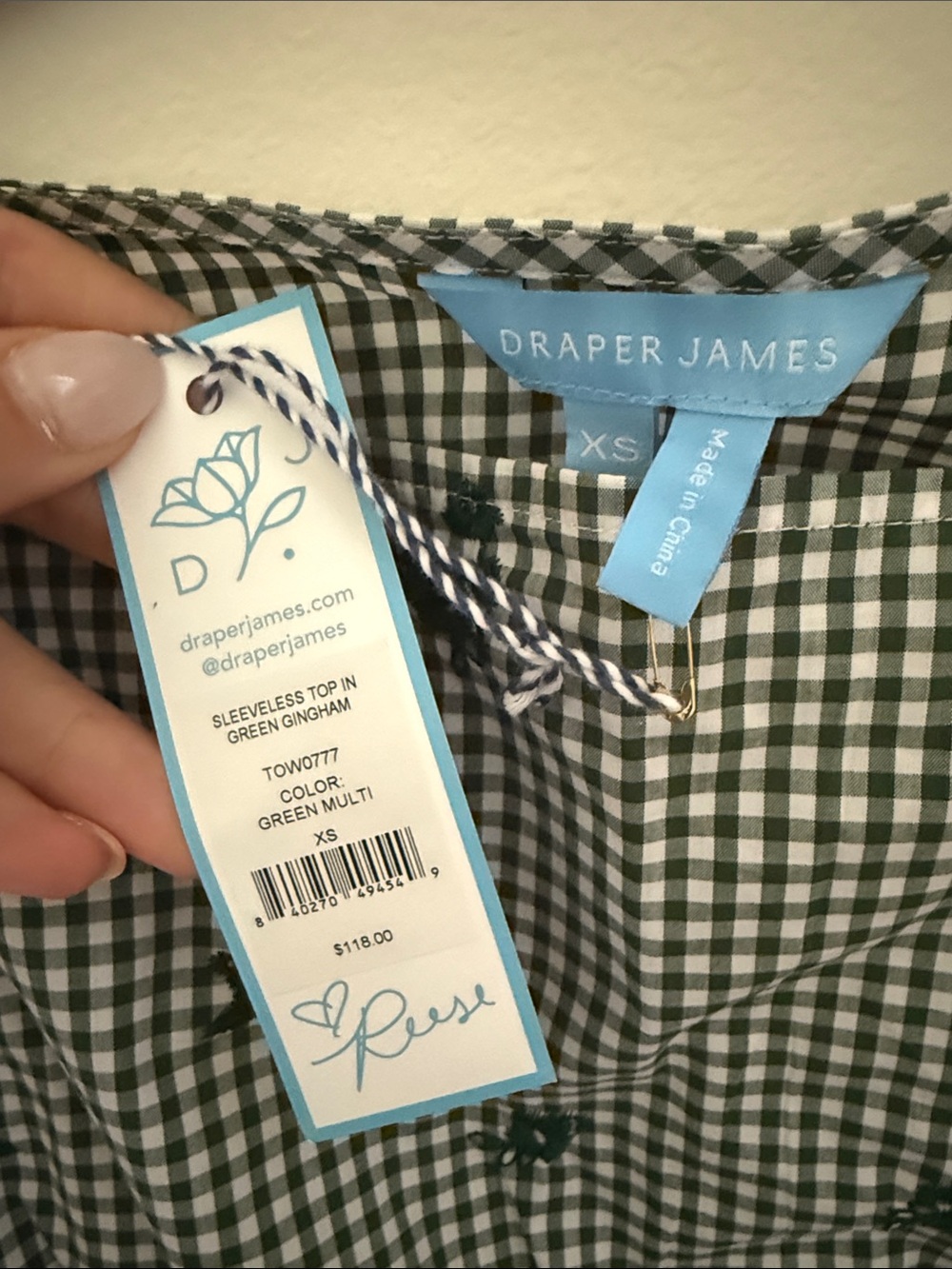 NWT Draper James Green Gingham Maxi Skirt and Top - Picture 5 of 10